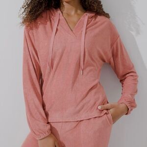 Soma WKND Terry Soft Lounge Set Bamboo Cedar Wood Hoodie Top M and Shorts S